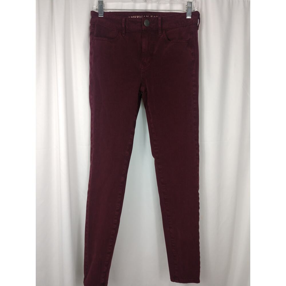 American Eagle maroon hi-rise jegging